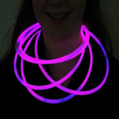 22 Inch Premium Jumbo Pink Glow Sticks Necklaces - Pack of 50