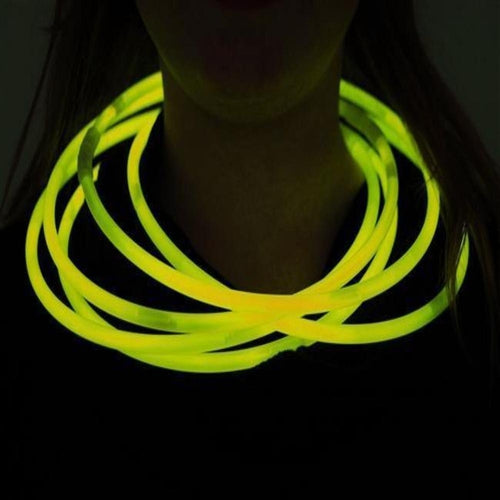 22 Inch Premium Jumbo Yellow Glow Sticks Necklaces - Pack of 50