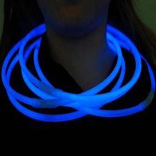 22 Inch Premium Jumbo Blue Glow Sticks Necklaces - Pack of 50