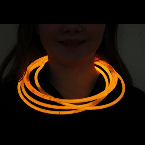 22 Inch Premium Jumbo Orange Glow Sticks Necklaces - Pack of 50