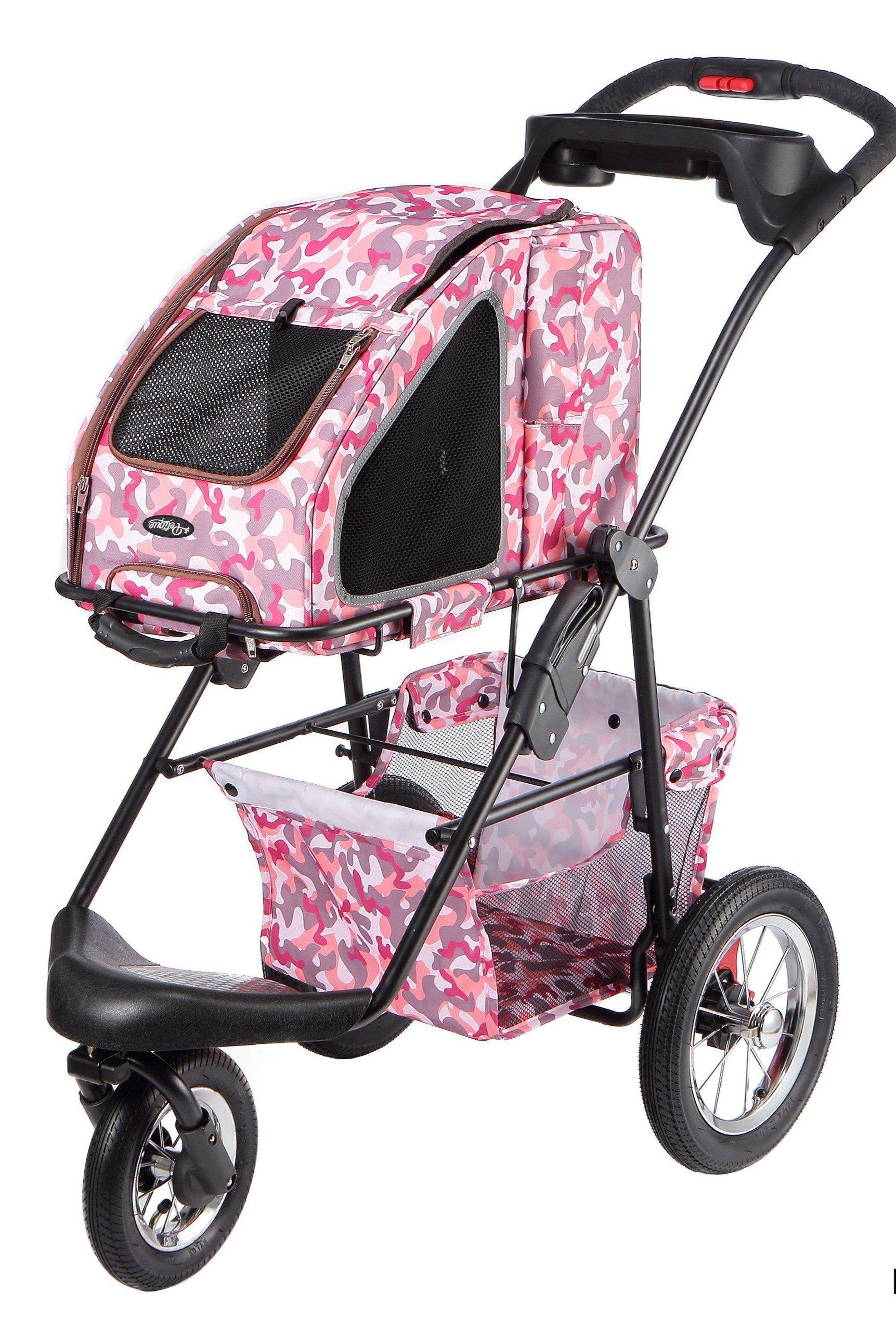 Petique 5-in-1 Pet Stroller (Complete Set with Pet Carrier and Stroller Frame)