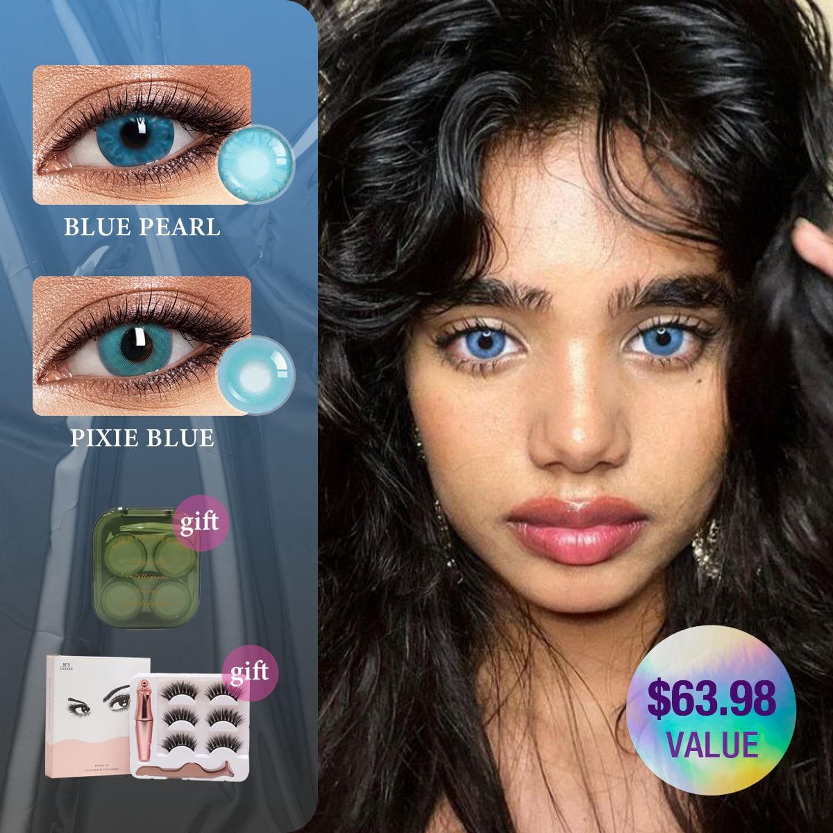 Top 1 Blue Colored Contact Lens Set on Tiktok(2 pairs)