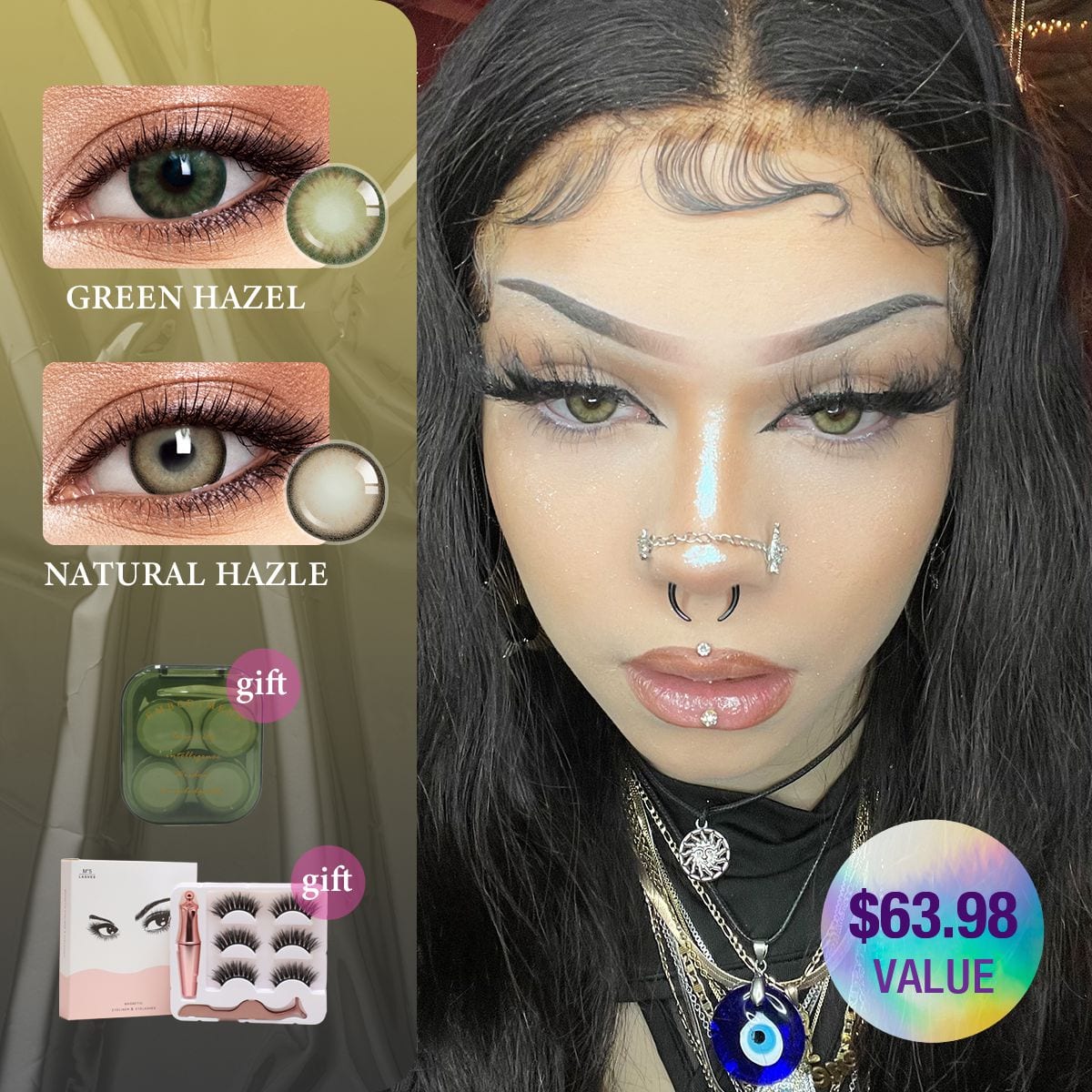 Top 1 Hazel Colored Contact Lens Set on Tiktok(2 pairs)