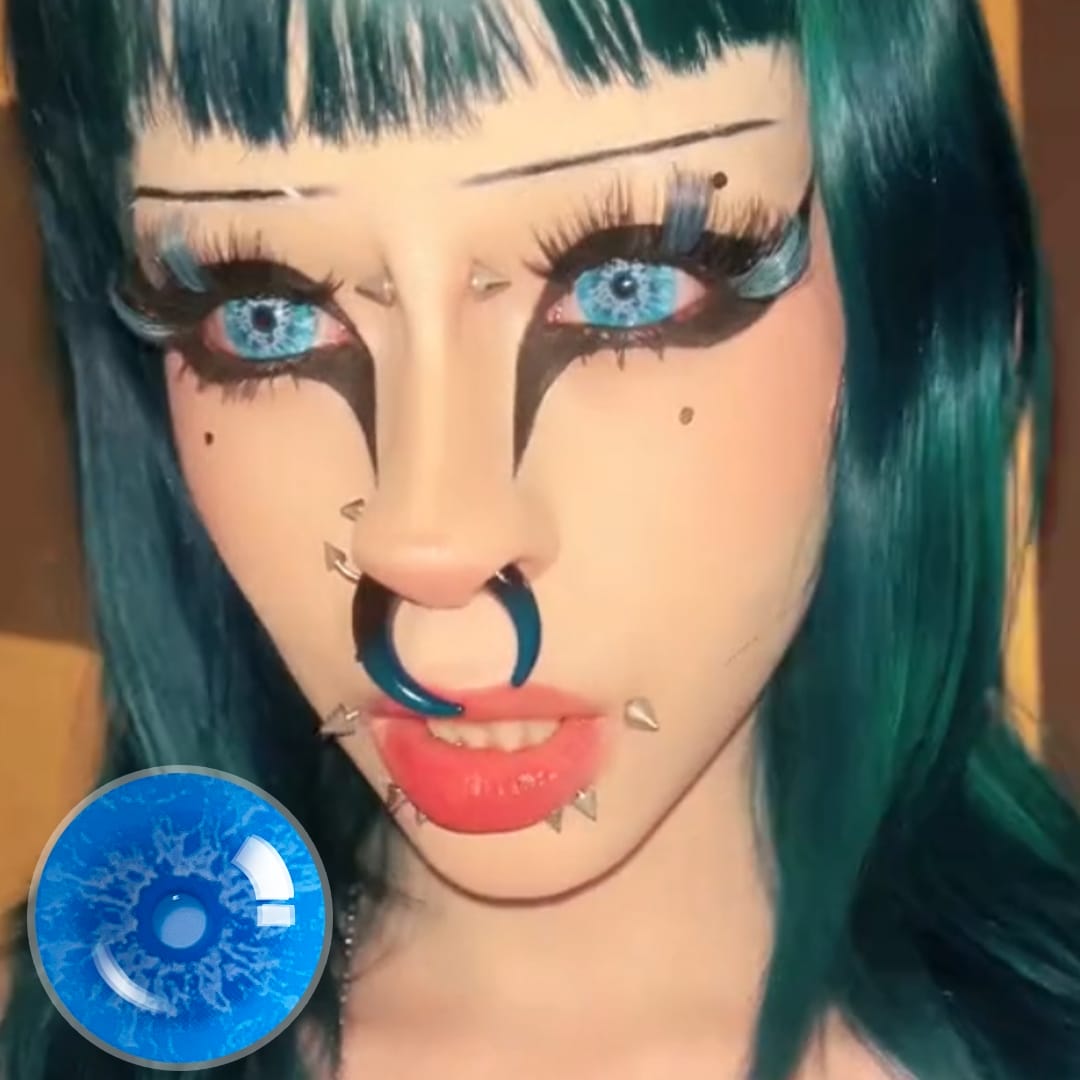 Coral Blue Doll Eye Mini Sclera Contact Lenses (17MM)