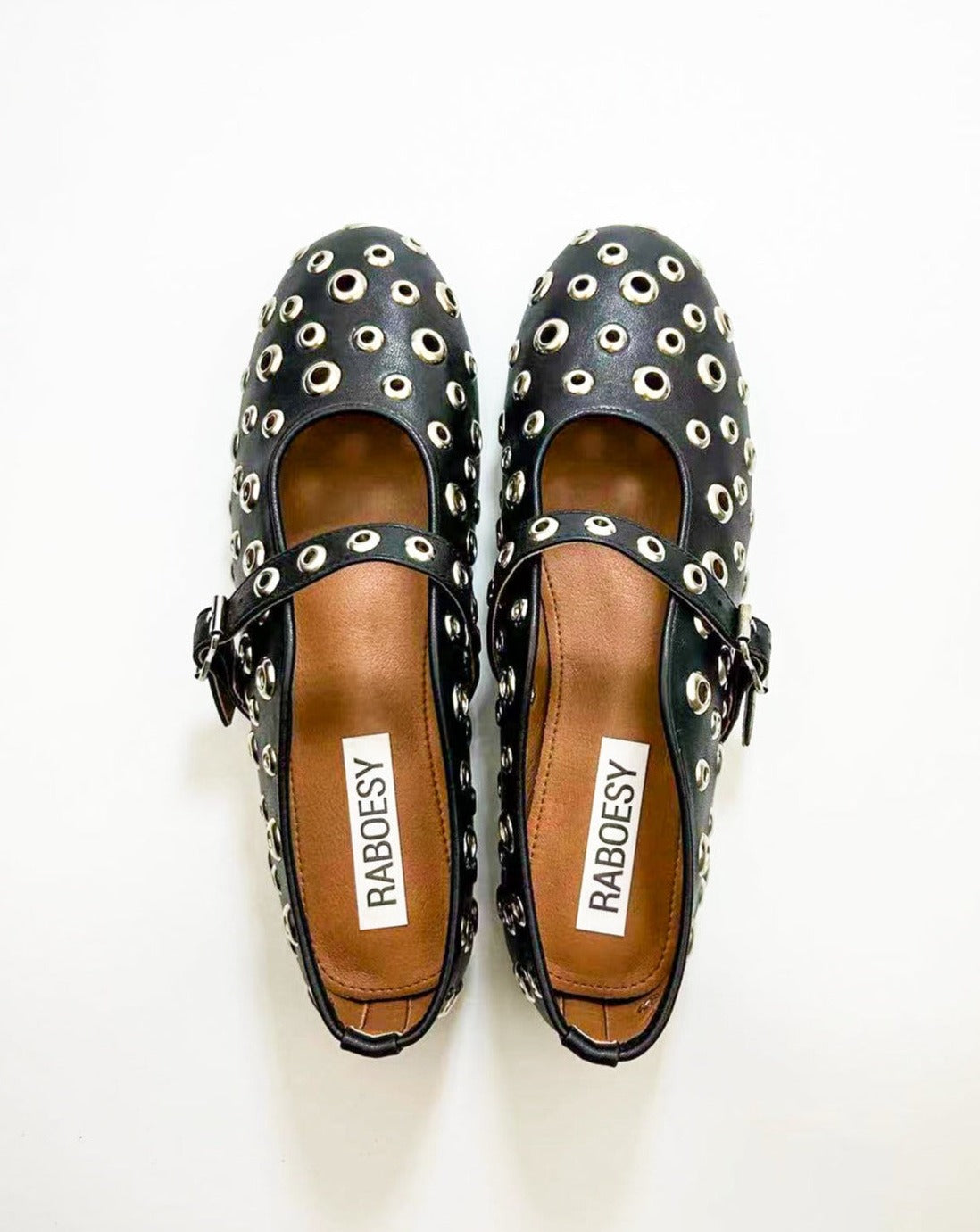 Hollow Out Studs Ballet Flats