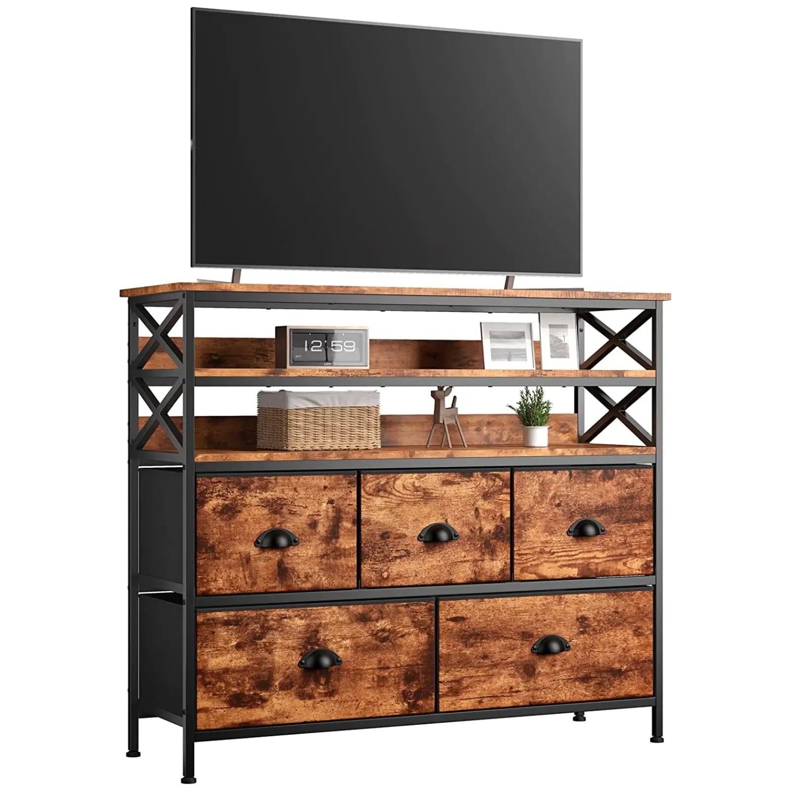 Enhomee Dresser TV Stand, Entertainment Center With 5 Drawers for 45 inch TV