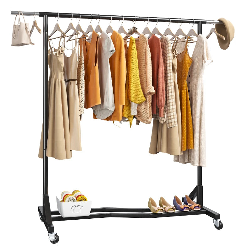 Raybee 77'' Rolling Clothing Rack, Adjustable Heavy Duty Clothes Rack with Wheels, Garment Racks for Hanging Clothes?77''W* 66''H* 24''D