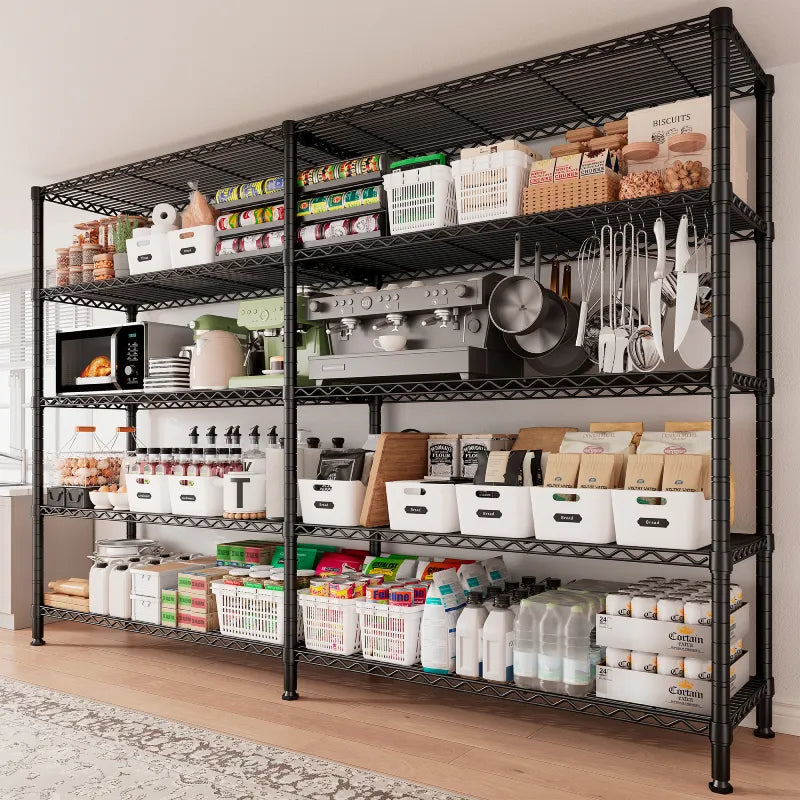 REIBII 69"W Heavy Duty Metal Shelving, 1600LB Wire Shelving Unit, Adjustable Garage Shelving for Pantry Kitchen