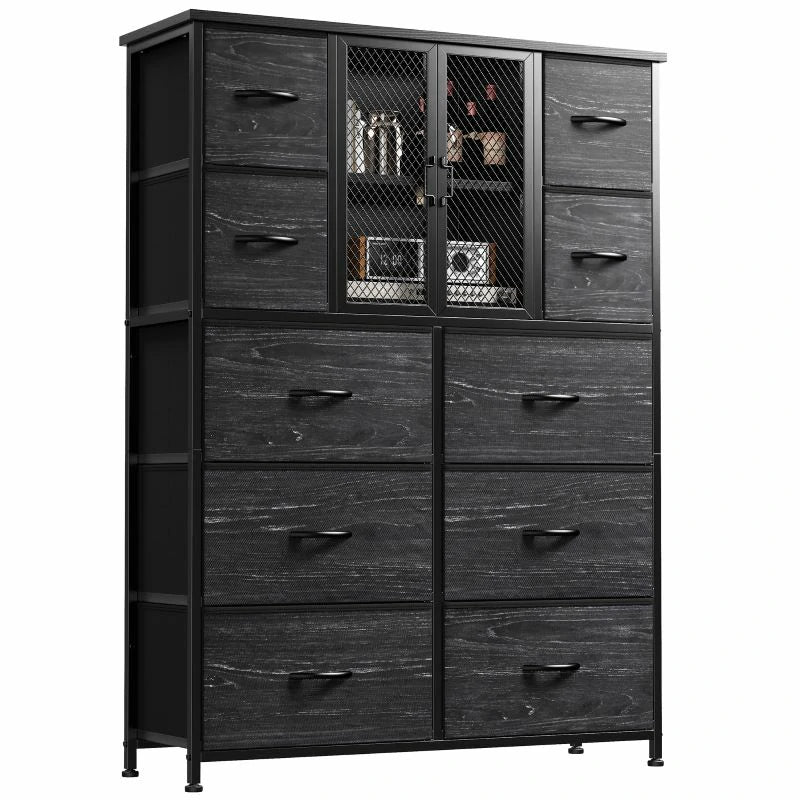 Raybee Tall Dresser  for Bedroom Large Drawer with Cabinet and 10 Drawers Chests with Steel Frame Wood Top