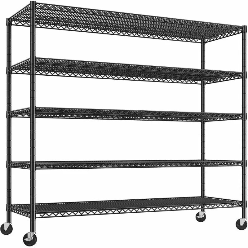 REIBII 86"H Wire Shelving Unit With Wheels, 3000Lbs Heavy Duty Metal Shelves for Pantry