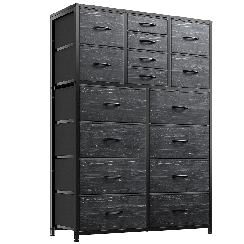 EnHomee 16 Drawer Dresser, Tall Dresser for Bedroom, Black Dresser & Chest of Drawers