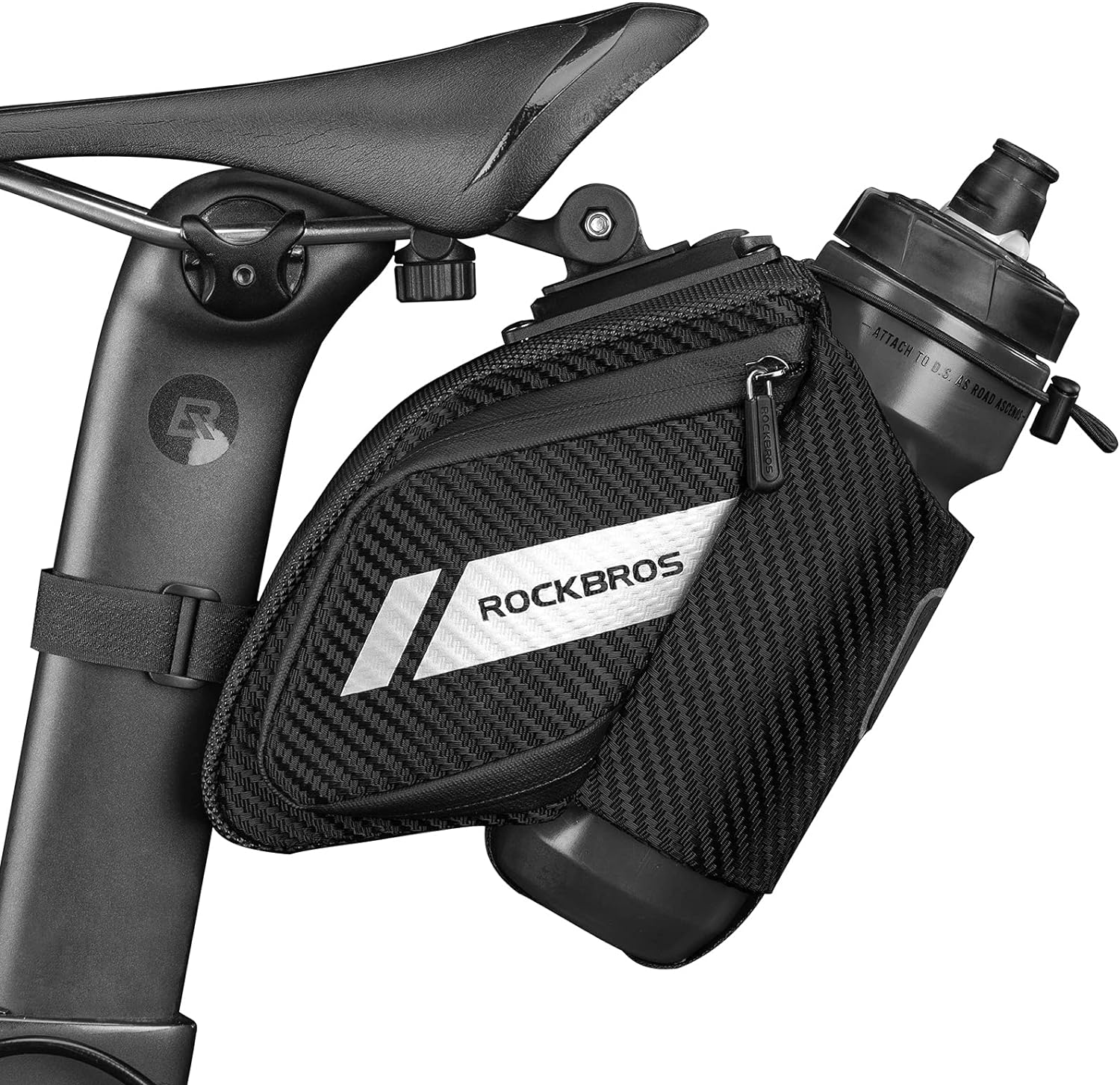 ROCKBROS Waterproof Bike Saddle Bag with Water Bottle Holder