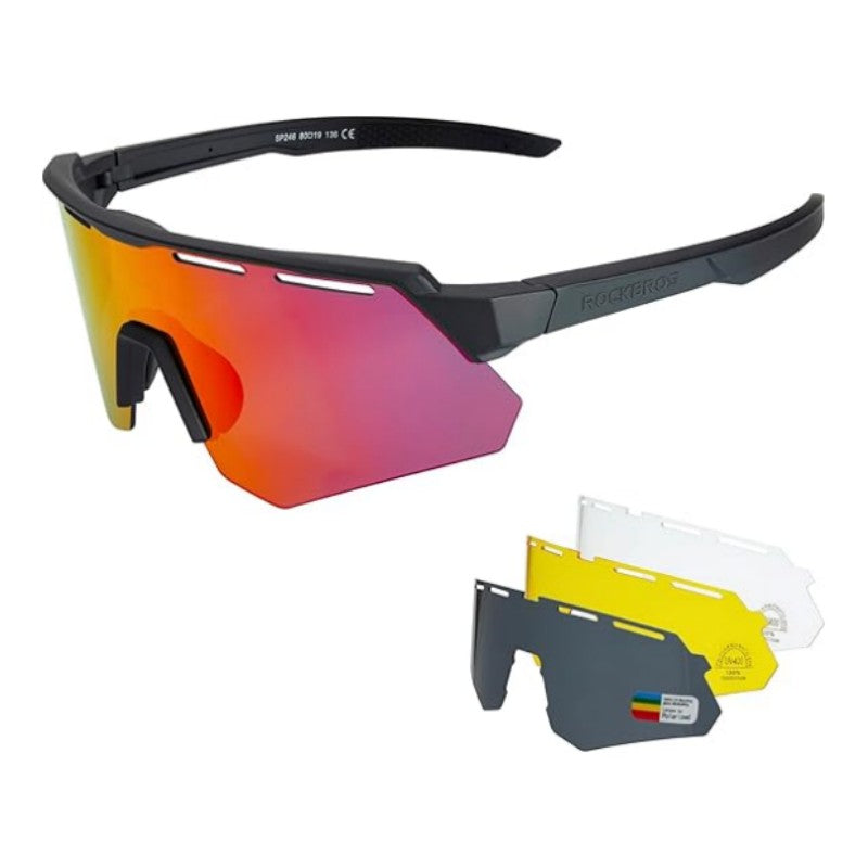 ROCKBROS Polarized Cycling Glasses with 4 Interchangeable Lenses