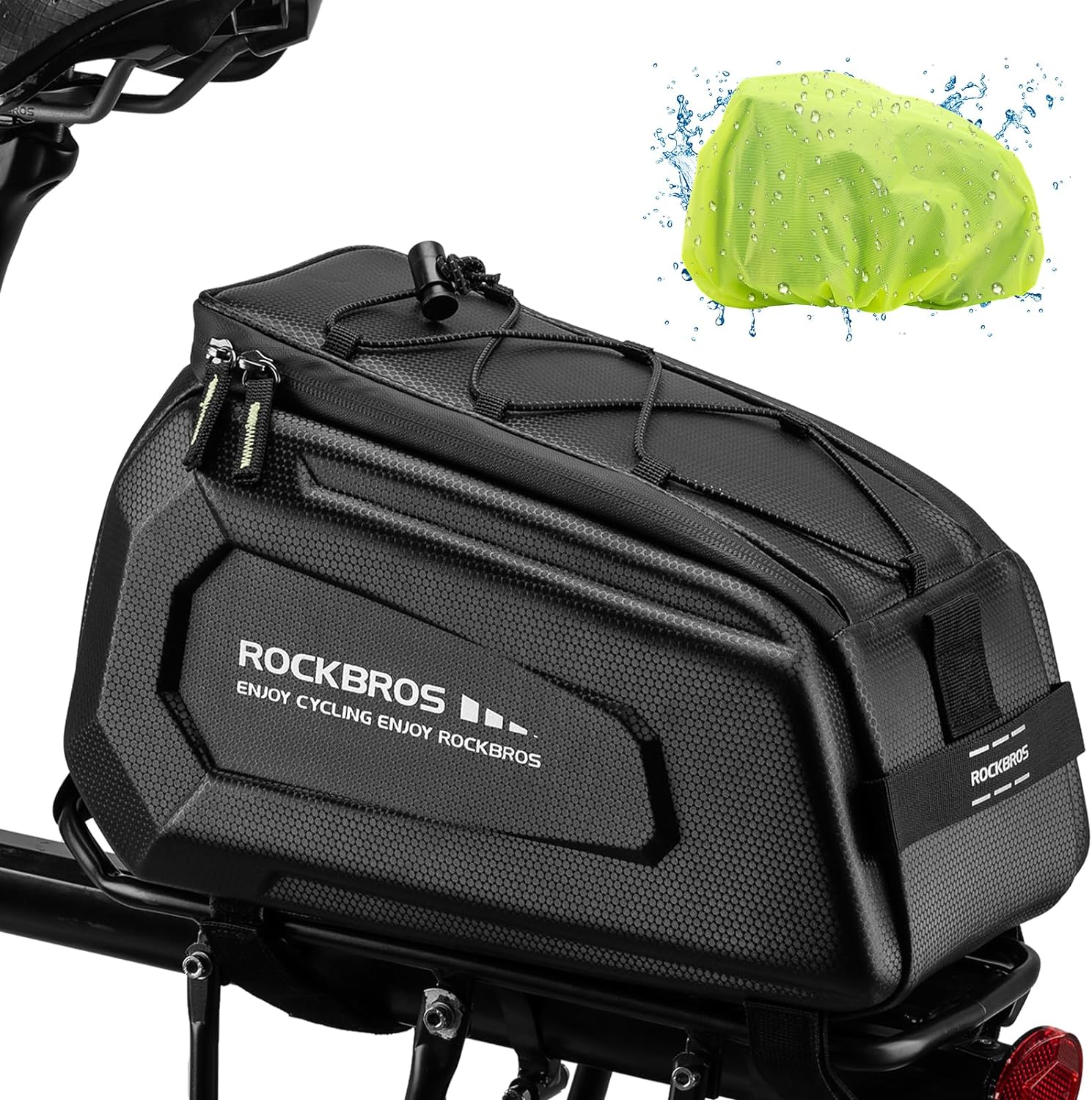 ROCKBROS Hard Shell Bike Rack Bag Waterproof 9L Capacity with Shoulder Strap