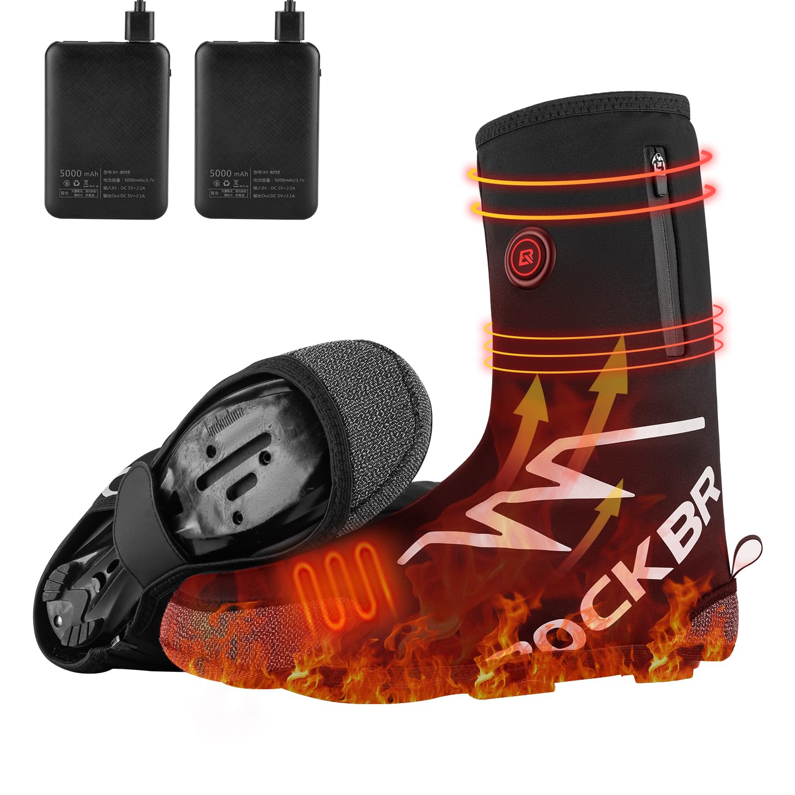 ROCKBROS Heated Cycling Shoe Covers with 5000mAh Battery Water-Resistant