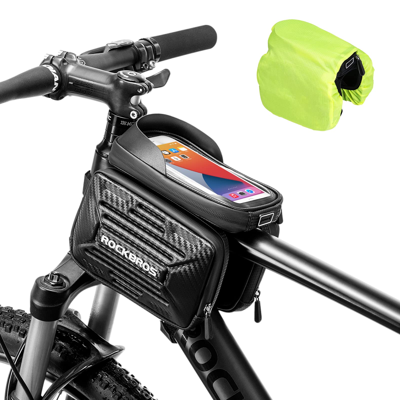 ROCKBROS Bike  Waterproof Front Frame Pouch Top Tube Handlebar Bag Below 6.2”/5.8”