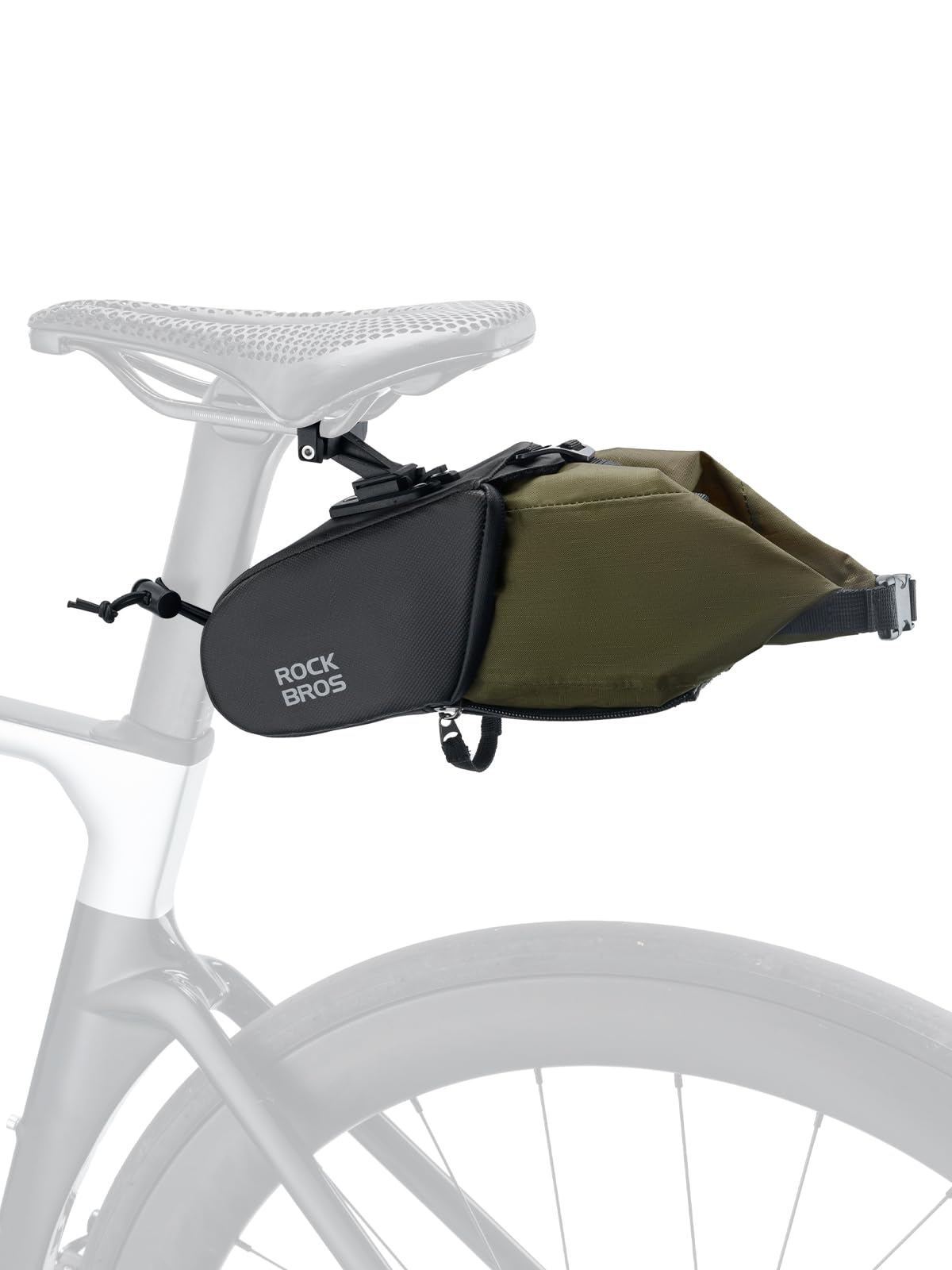 ROCKBROS Bike Saddle Bag, Bike Seat Bag With Bucket Quick Release 0.8-1.3L