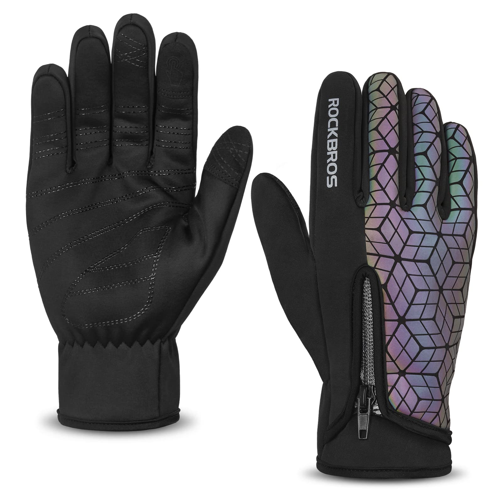 ROCKBROS Winter Cycling Gloves for Men & Women, Fleece Full Finger, Touch Screen Bike Gloves