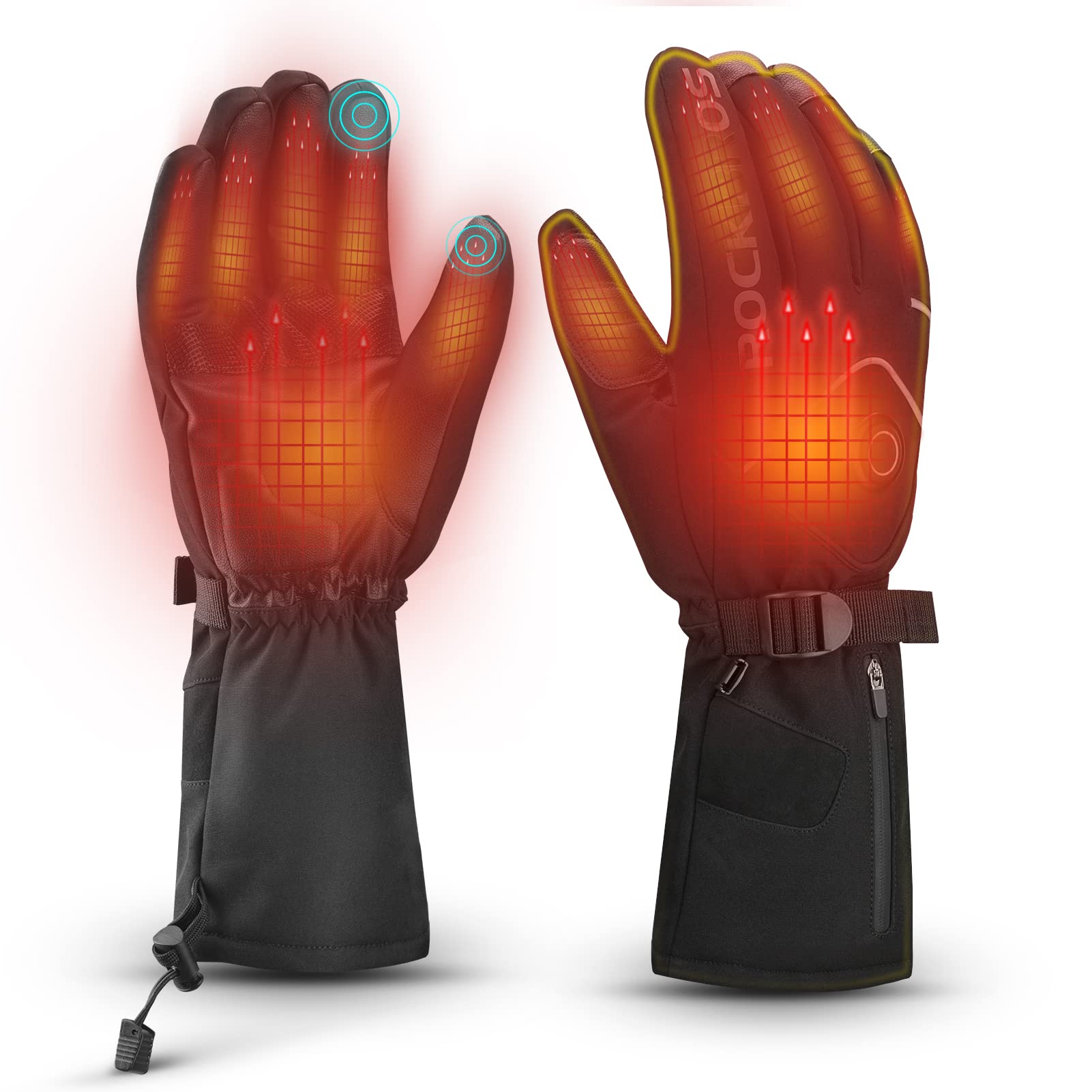 ROCKBROS Heated Gloves, Rechargeable Winter Touchscreen Gloves for Cycling, Skiing, Motorcycling