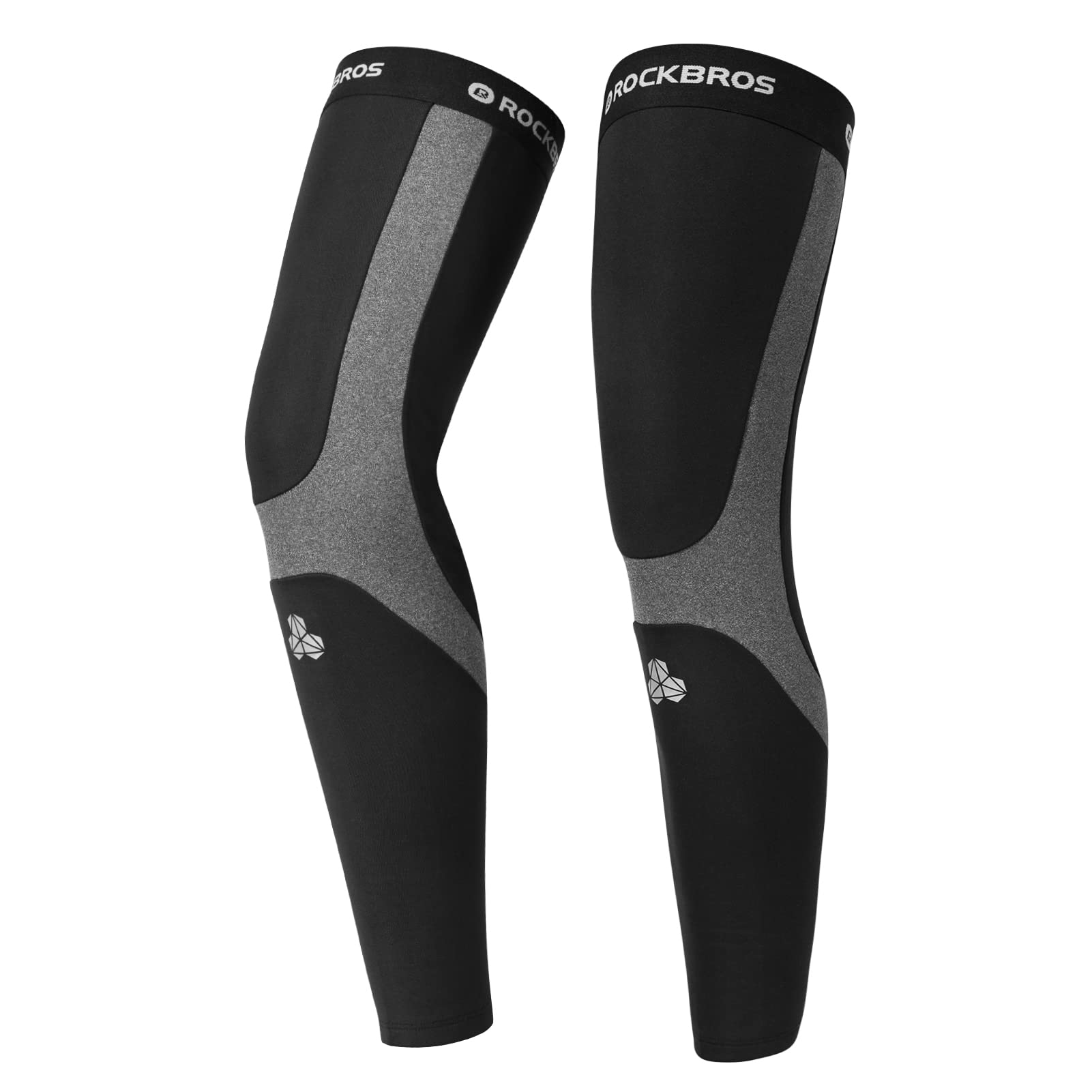 ROCKBROS Thermal Fleece Cycling Running Leg Warmers, Non-Slip Long Leg Sleeves for Winter