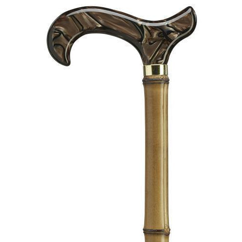 Brown Marble Derby Handle with Bamboo Shaft