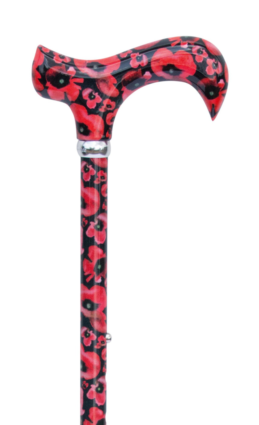 Classic Adjustable Walking Cane in British Wildflowers and Poppies