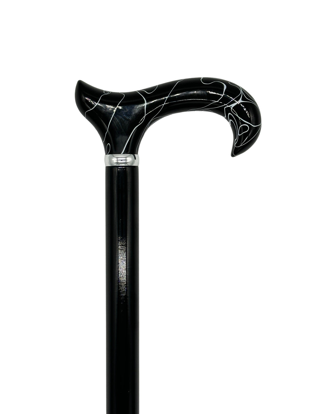 Classy Canes Black and White Swirl Handle on Black Shaft