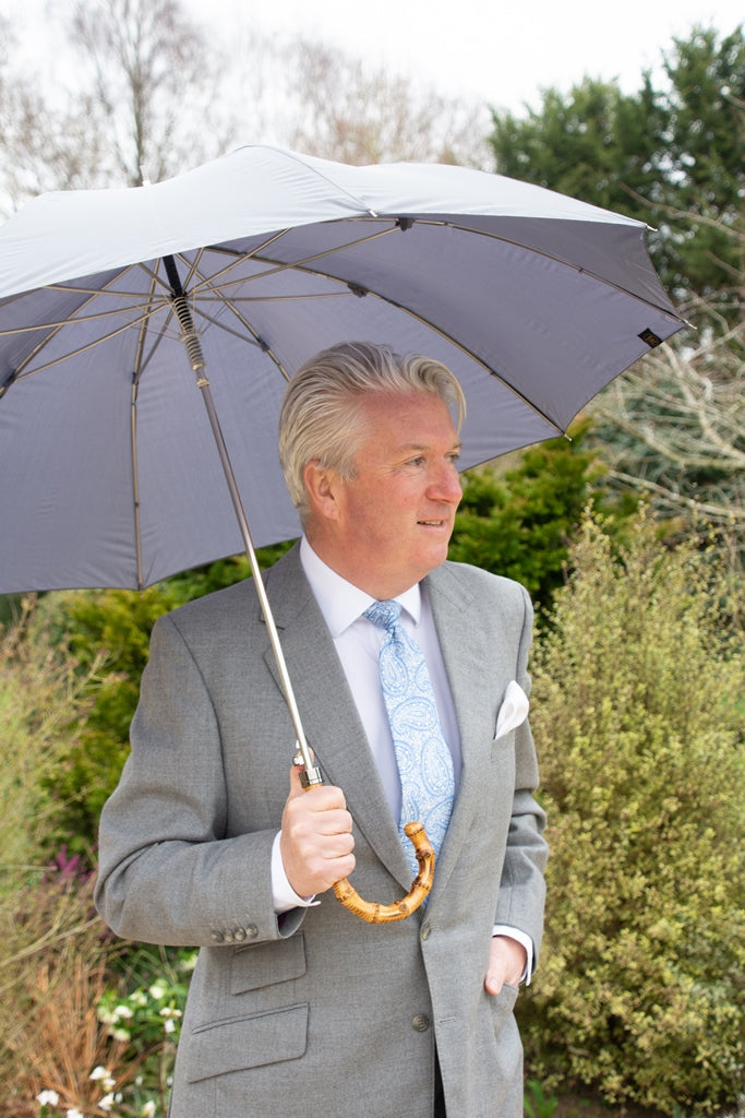 Gents Grey Umbrella Canopy with Bamboo Handle