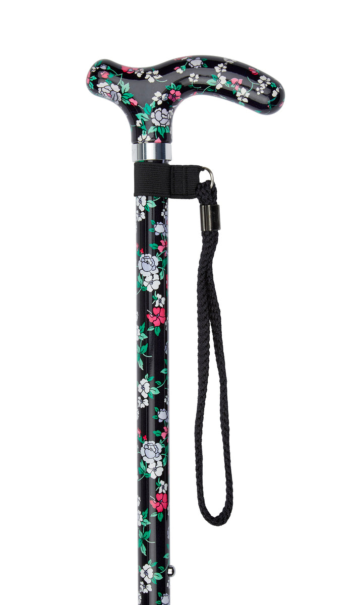 Petite Ladies Adjustable Black Floral Design