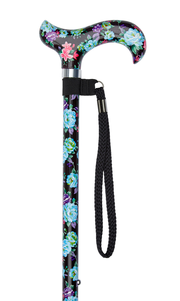 Ladies Adjustable Black Floral Design