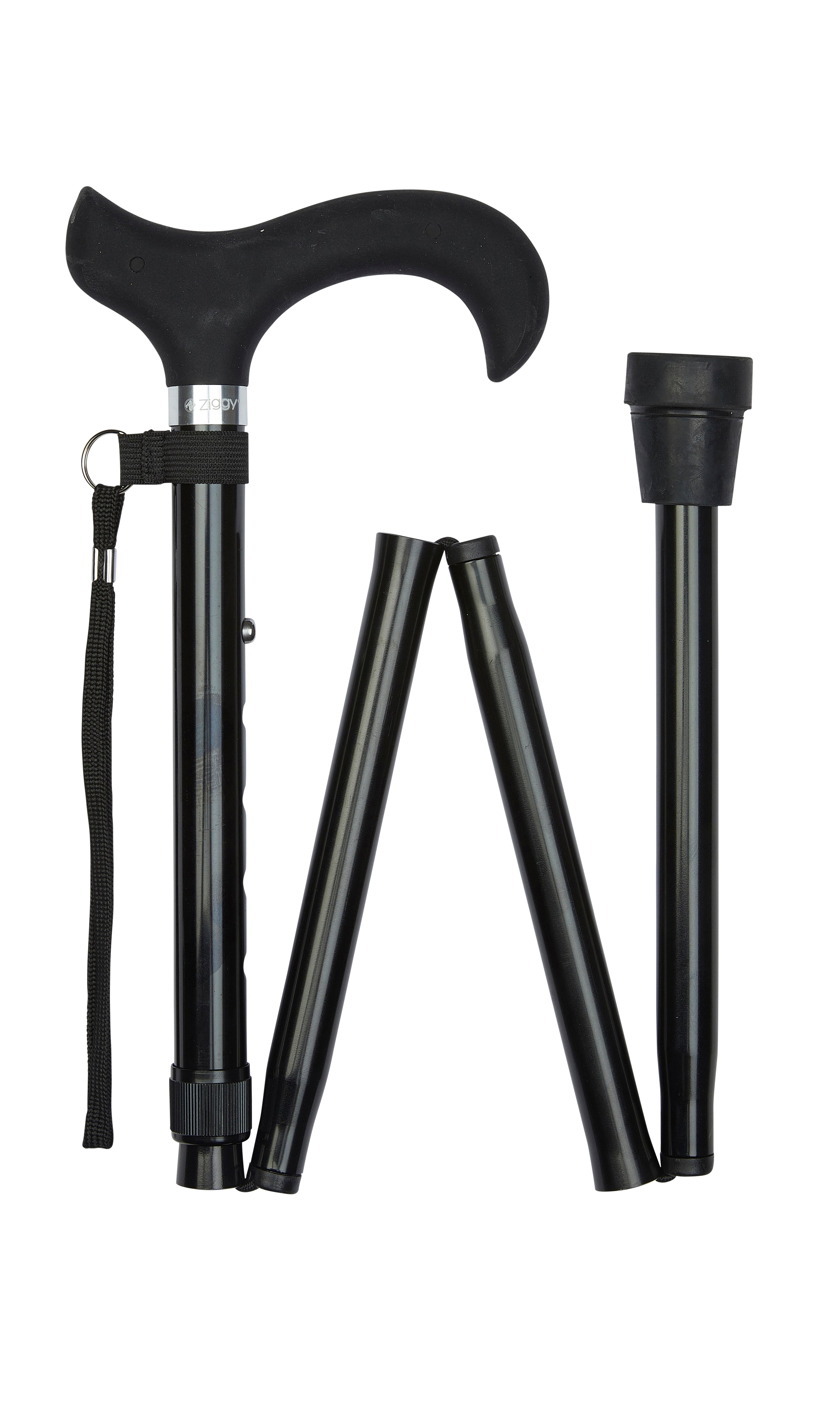 Folding Cane in Black with Silicone Handle