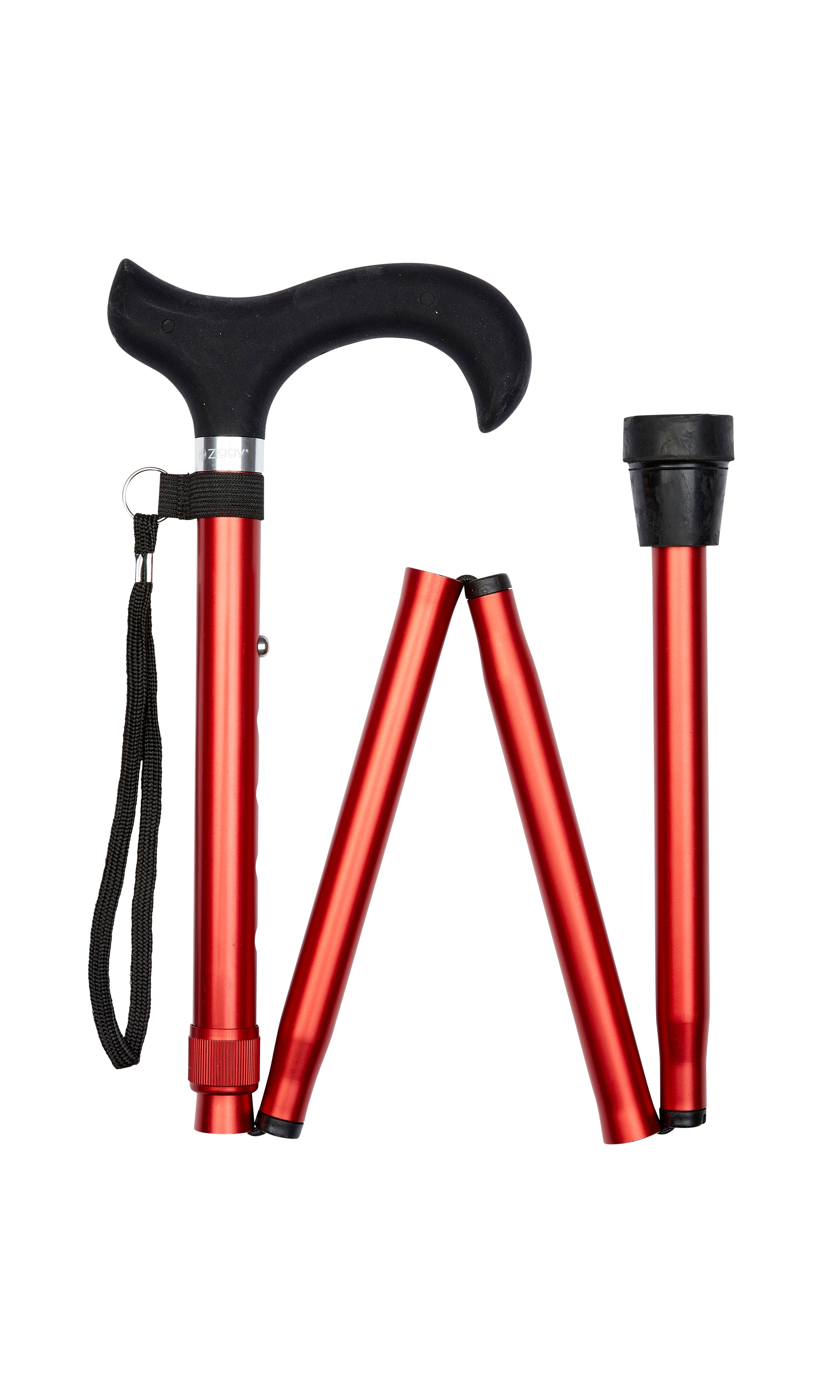 Folding Cane in Red with Silicone Handle