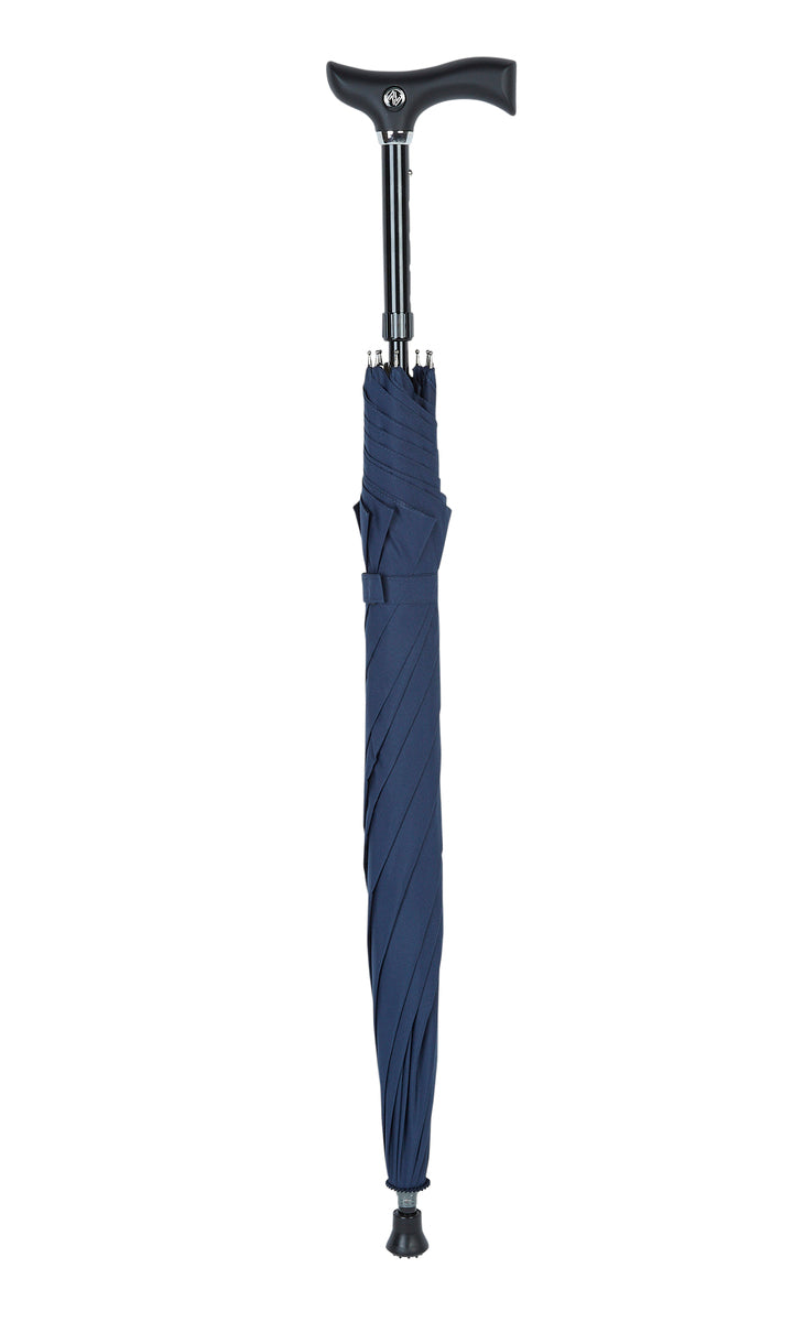 Walking Stick Umbrella with Blue Canopy and Fritz Handle