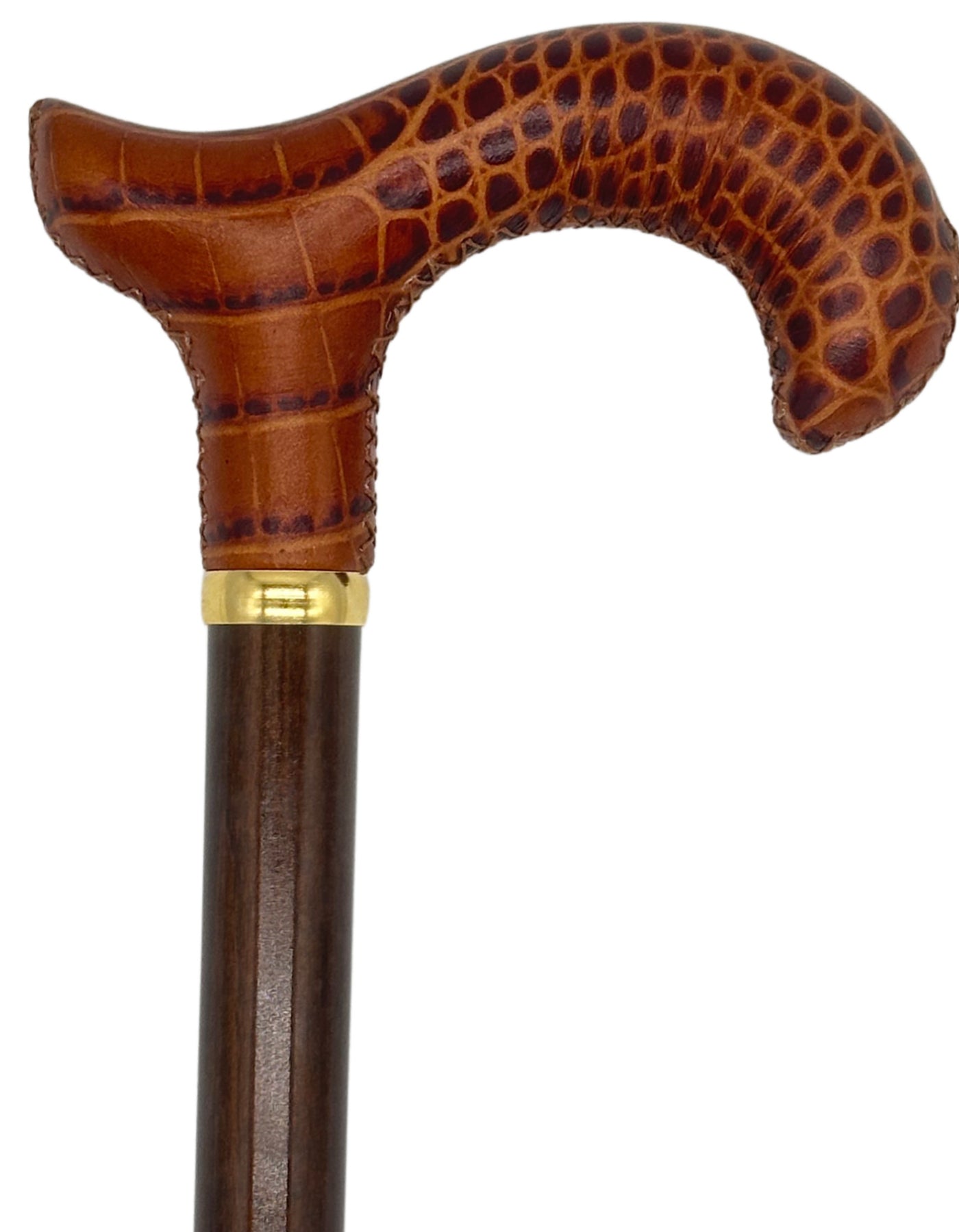 Classy Cane with Coconut Cognac Derby Handle in Italian Leather