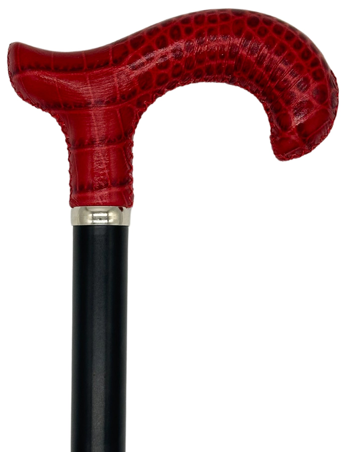 Classy Cane with Coconut Red Derby Handle in Italian Leather