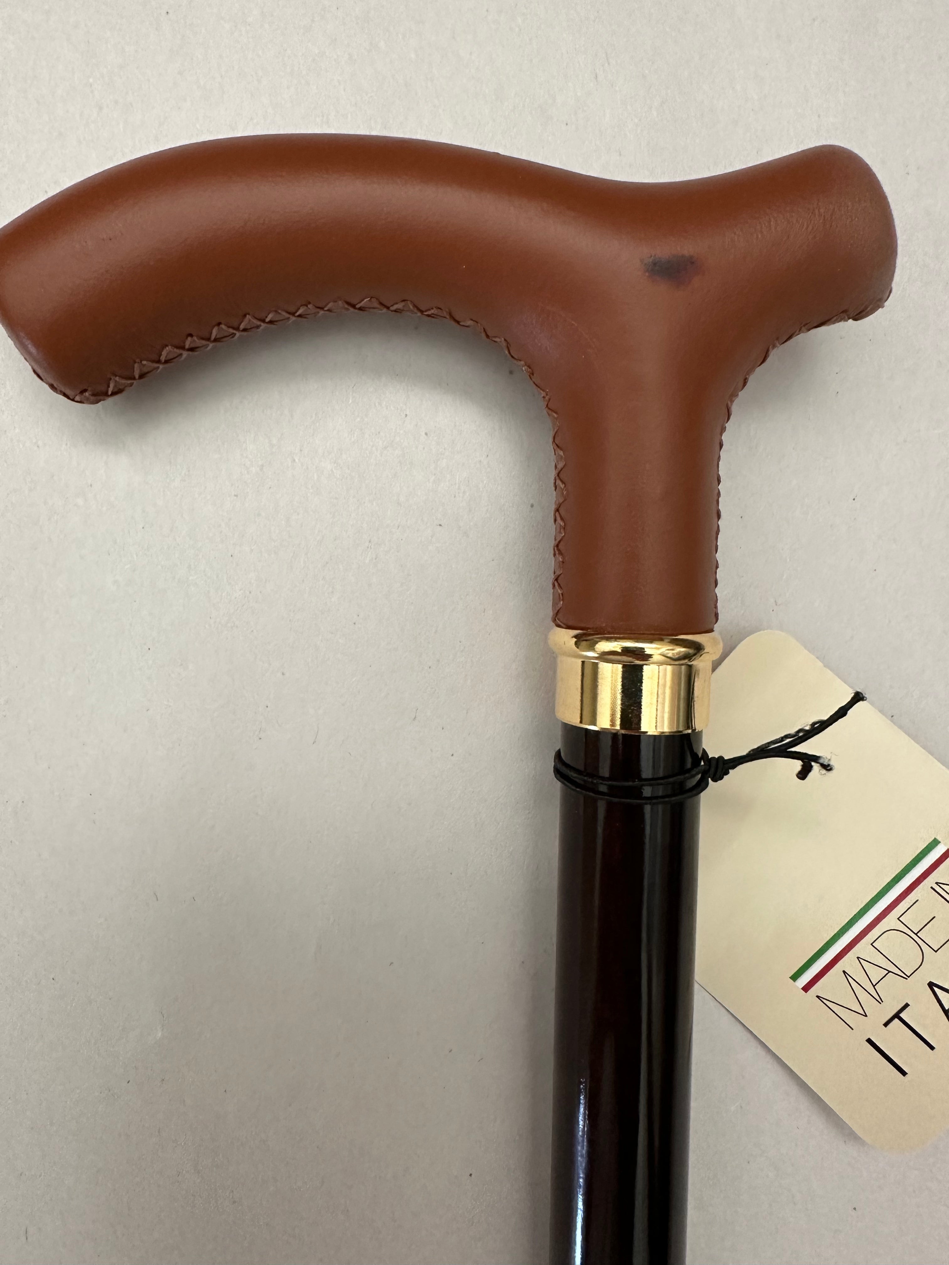 Flaw in Leather - Classy Cane with Brown Fritz Handle in Italian Leather