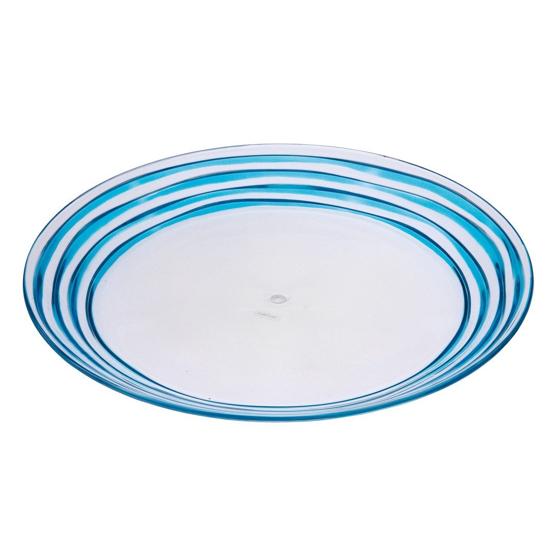 Designer Swirl 12"" Acrylic Dinner Plates Set of 4, Blue Plastic Plates Reusable, Unbreakable Kitchen Plates for All Occasions BPA Free Dishwasher Safe