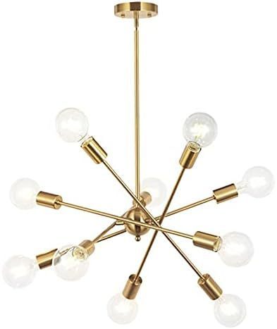 TM HOME Modern Chandelier Lighting 10 Lights with Adjustable Arms Brushed Brass Pendant Lighting