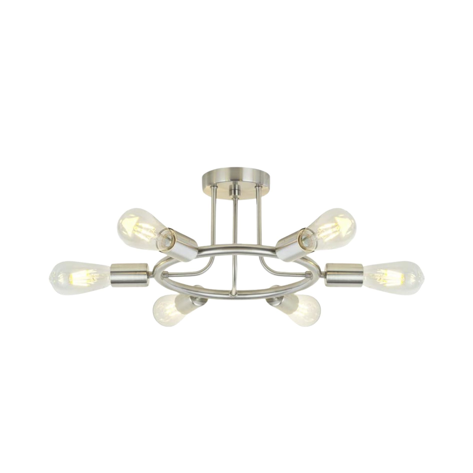 TM HOME 6 Light Modern Lights Semi Flush Mount Ceiling Light Brushed Nickel Finished