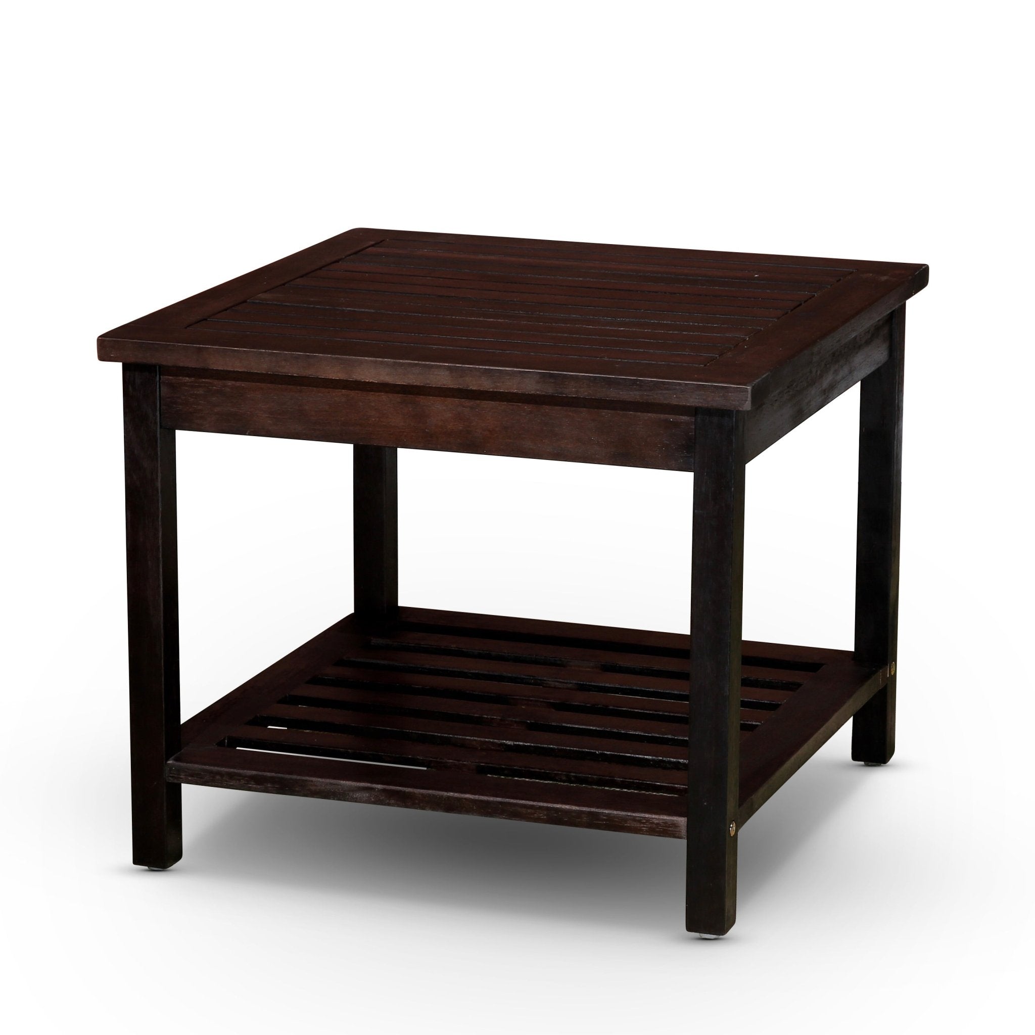 Eucalyptus Outdoor 2-shelf Side Table, Espresso