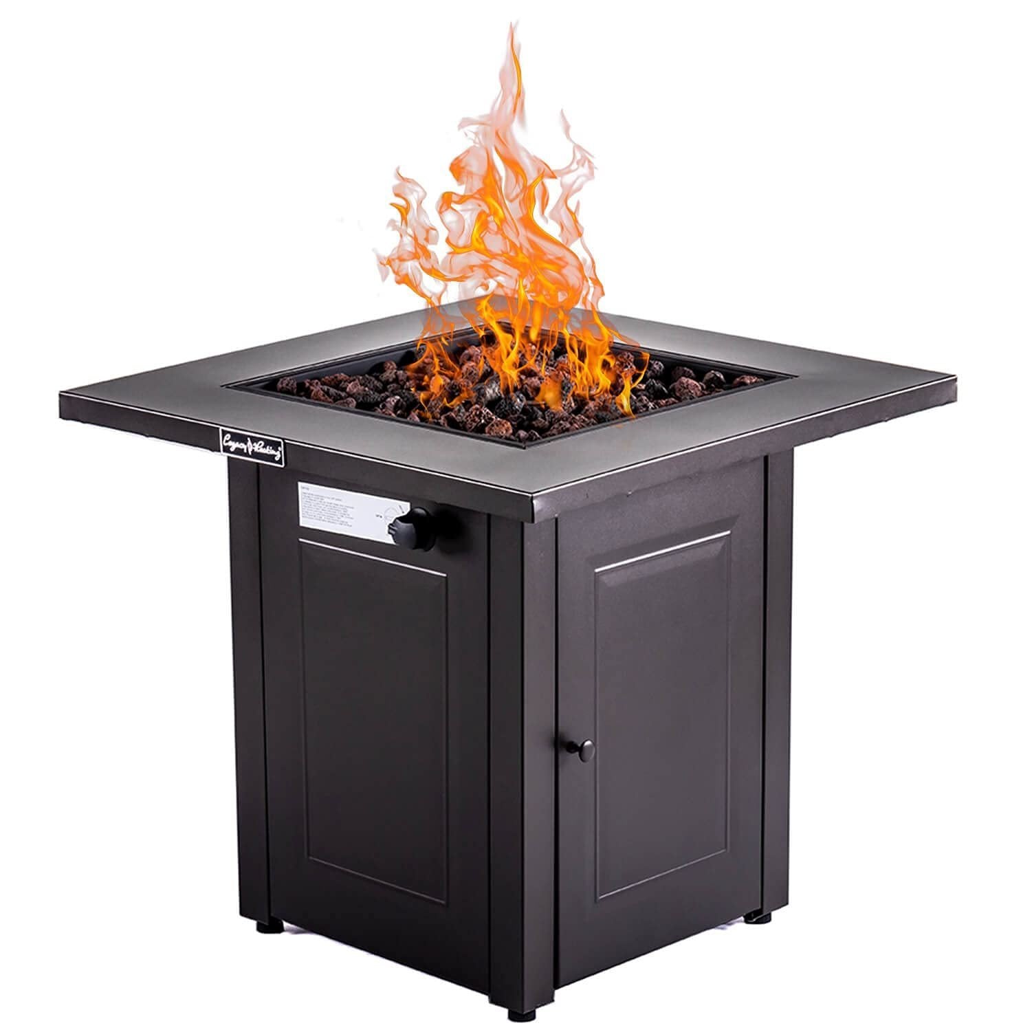 28in Propane Fire Pits Table, 50000 BTU Gaswith Lid, Lava Stone, ETL Certification