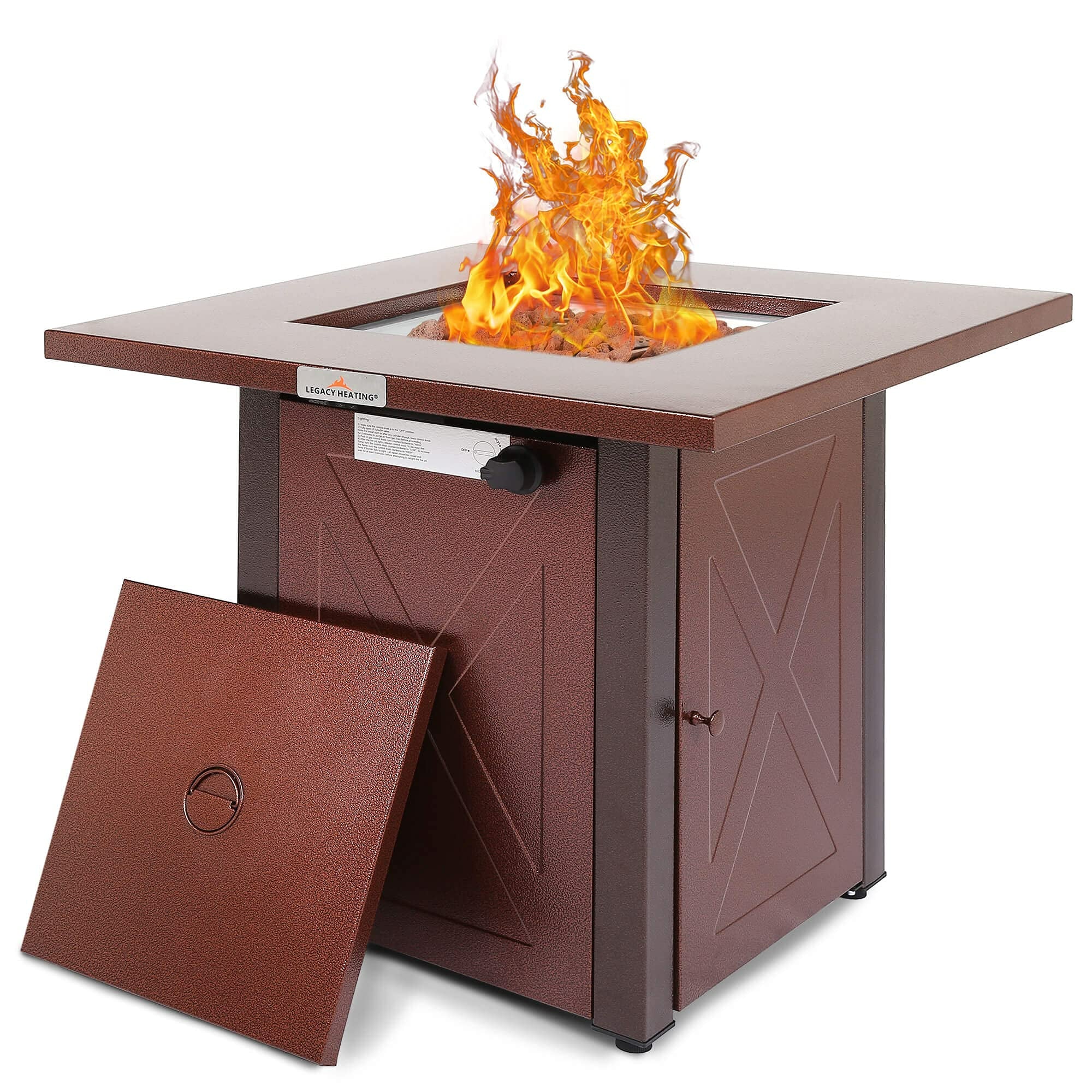 28 50000 BTU Outdoor Propane Gas Fire Pits Table,  Lid & Lava Rock, ETL-Certified