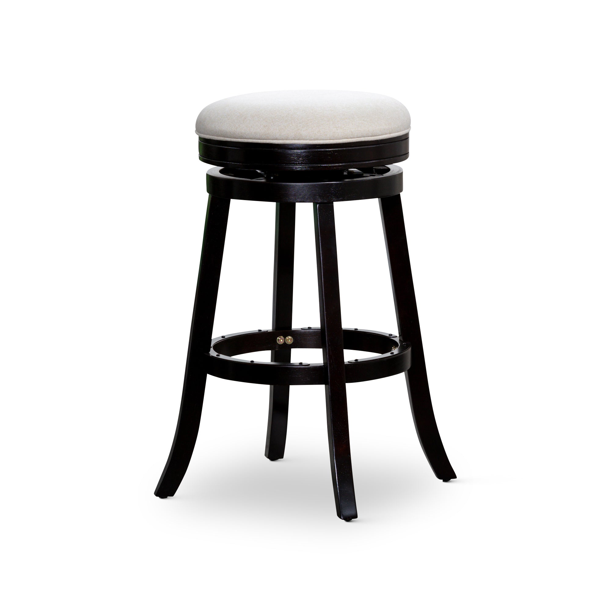 30 Bar Stool, Espresso Finish, Beige Fabric Seat