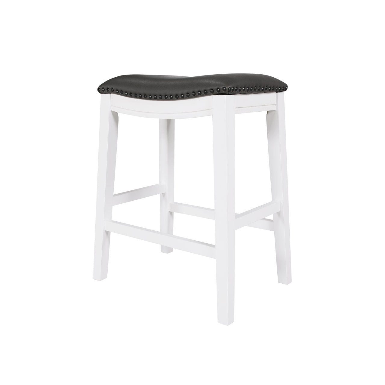 Saddle Stool  -25 Counter Stool, White/Dark Gray PU, Set of 2