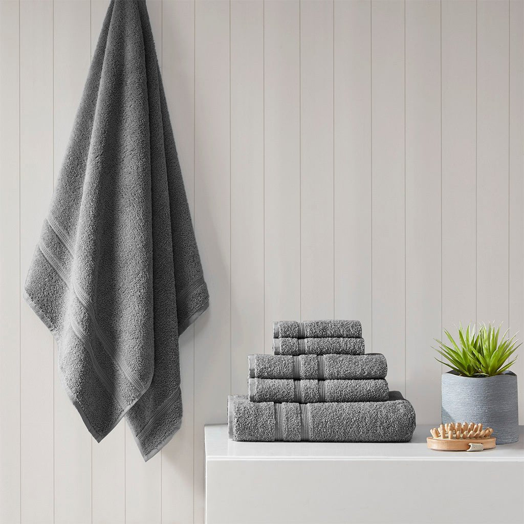 100% Turkish Cotton 6 Piece Towel Set- Charcoal