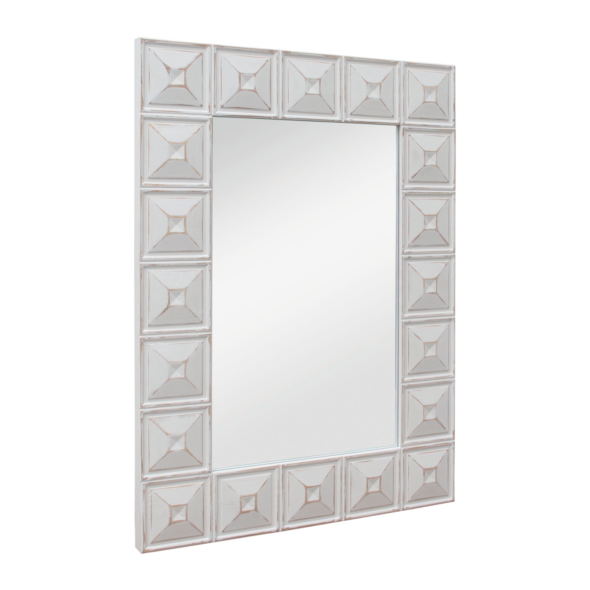 Whitewashed Wood Rectangle Wall Mirror