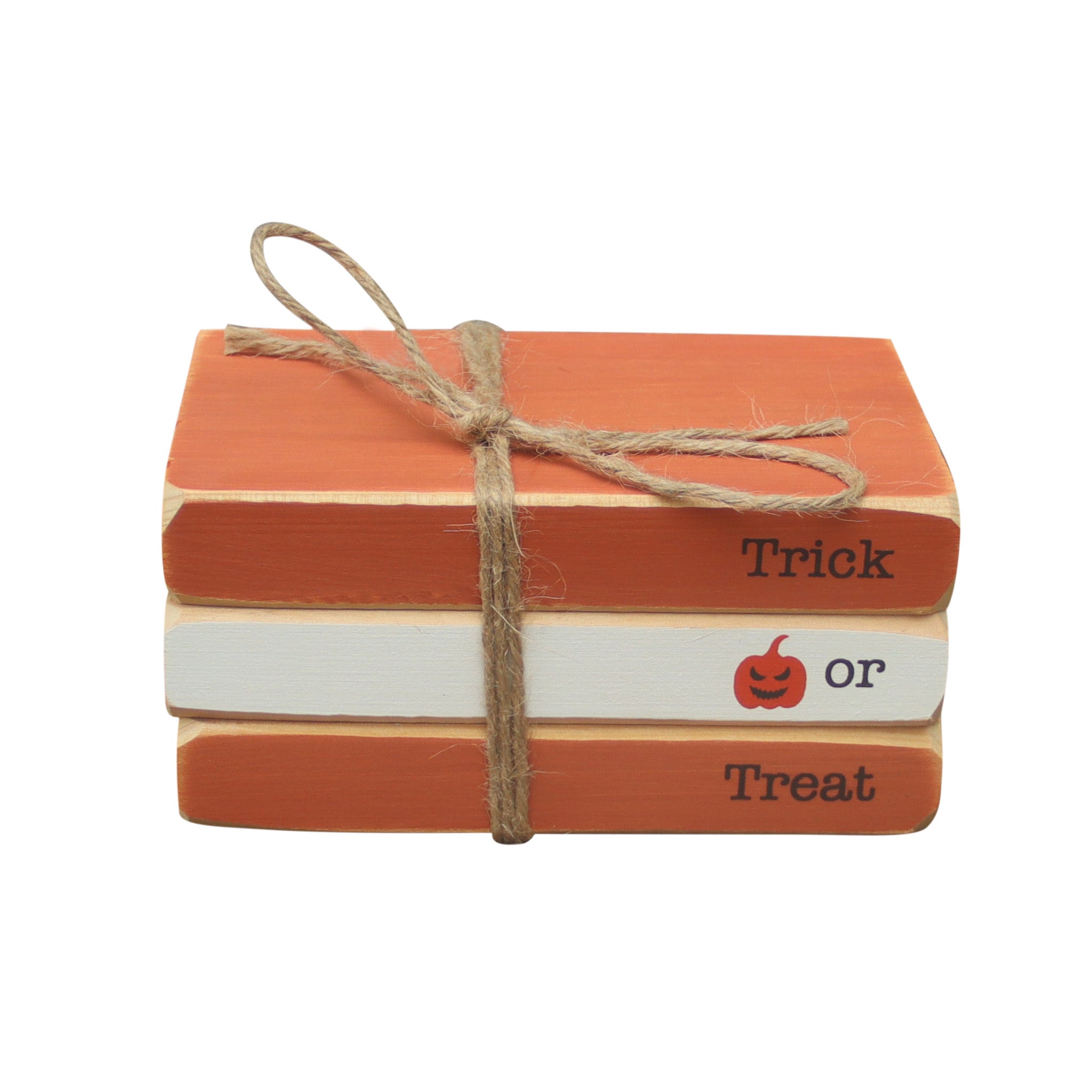 Trick or Treat Halloween Wood Stack Books Decor