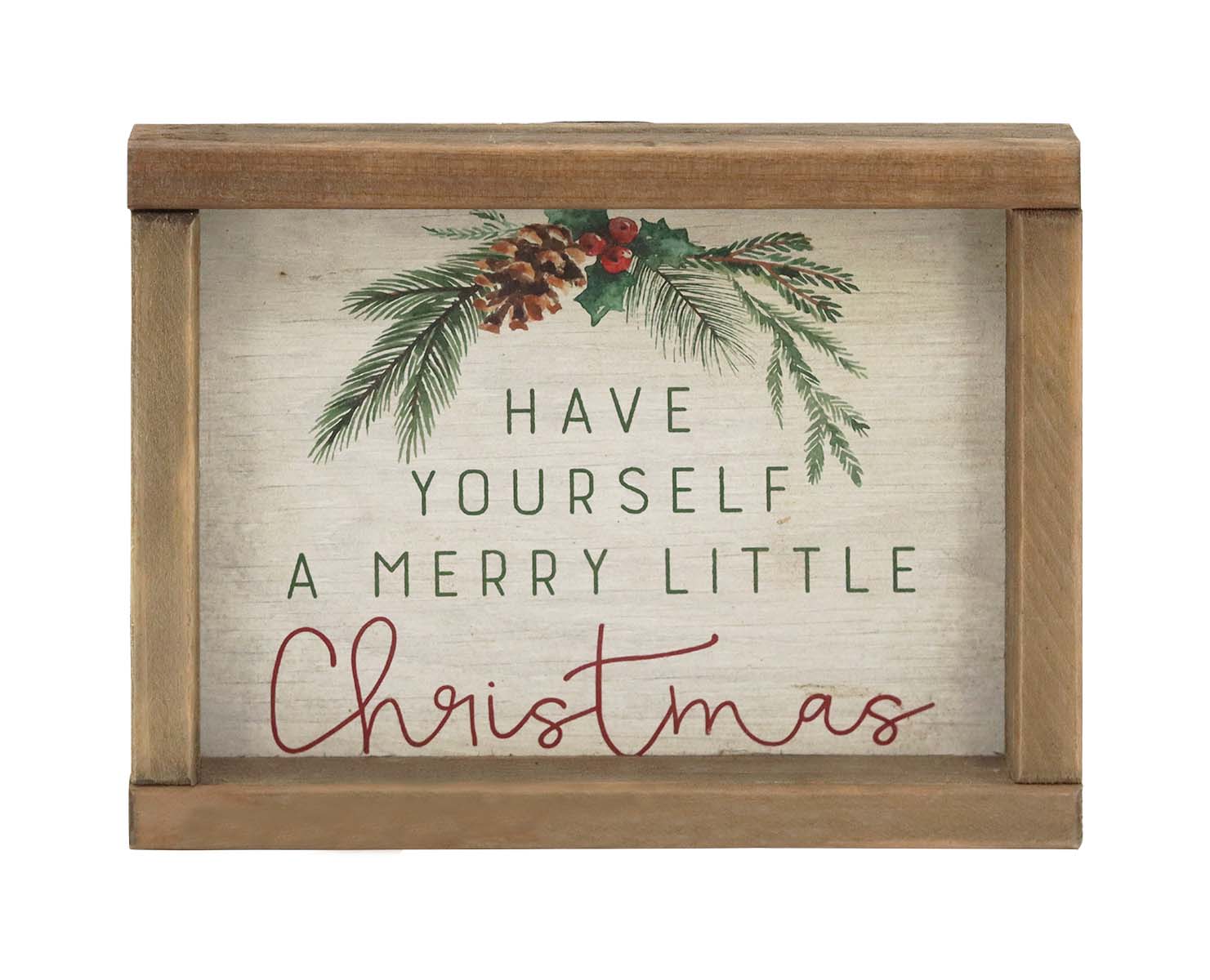 Merry Little Christmas Farmhouse Style Wood Tabletop Sign