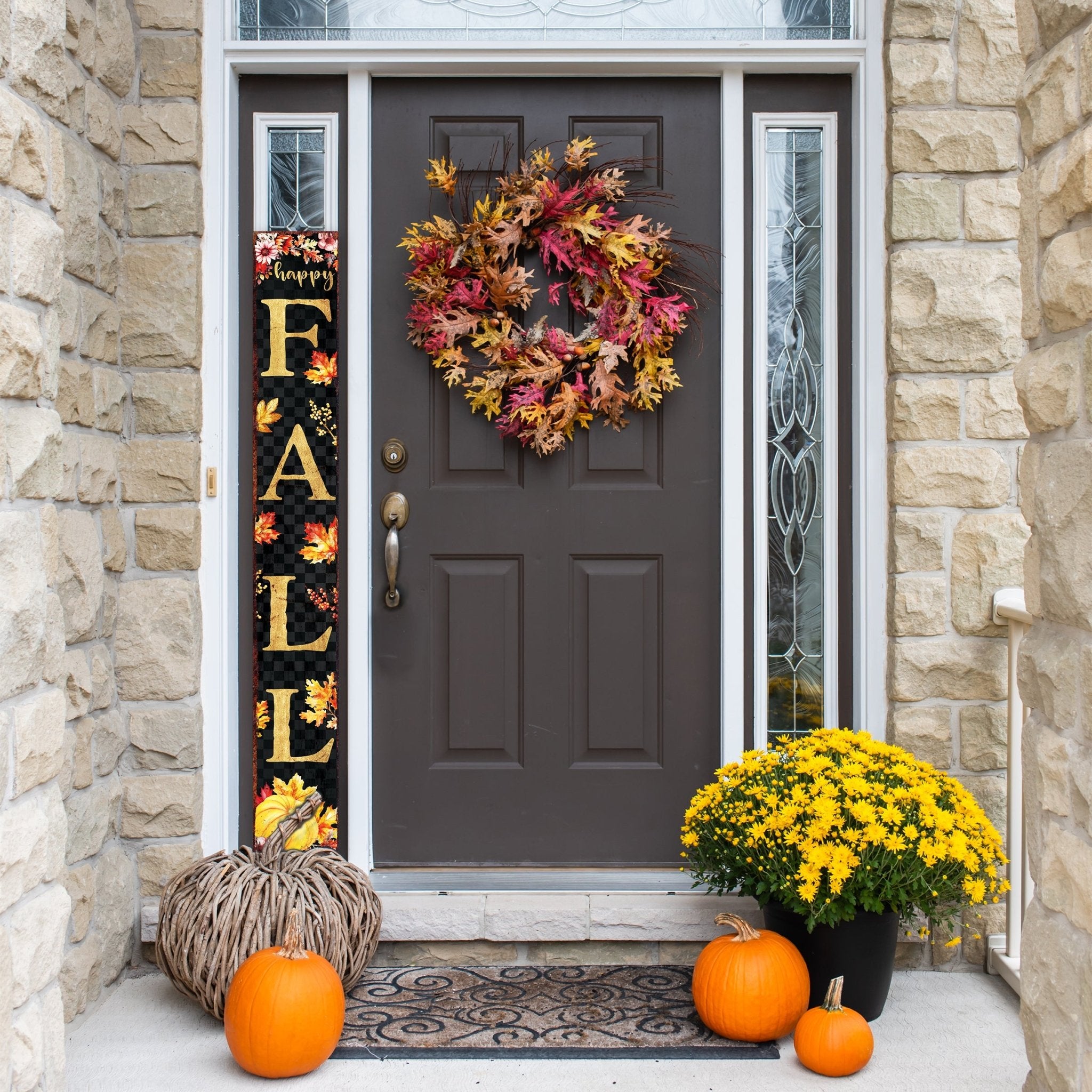 72in Fall Porch Sign - Welcome Sign with Vintage Autumn Decoration