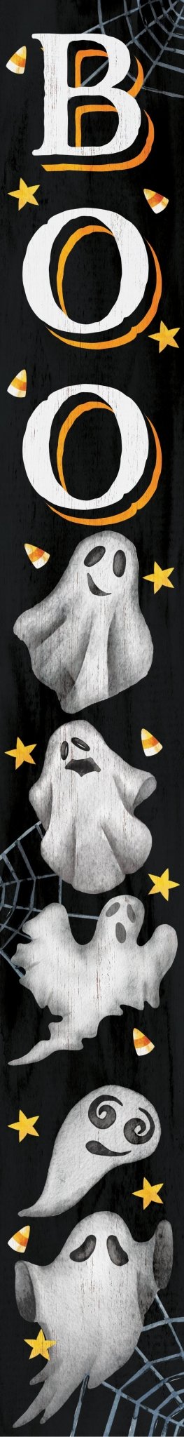 72in Tall Wooden ""BOO"" Halloween Porch Sign with Ghost Pattern